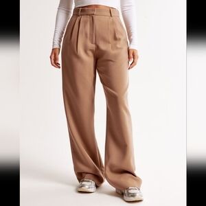 Abercrombie & Fitch Curve Love Size 35 Long Tan Sloane Tailored Wide Leg Pant